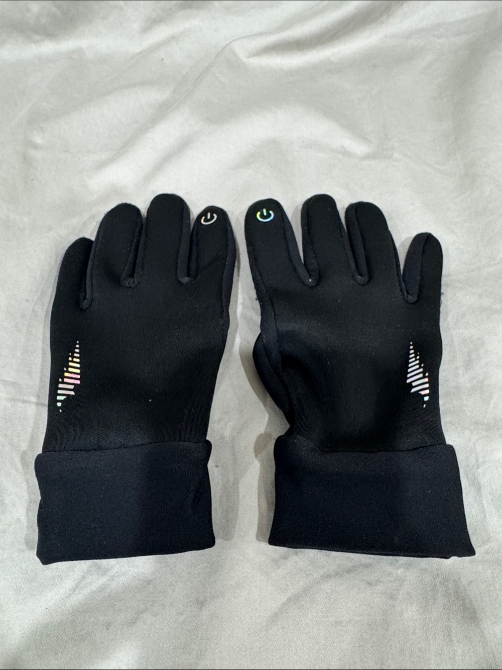 Kids Black Touchscreen Mittens with Reflective Accent